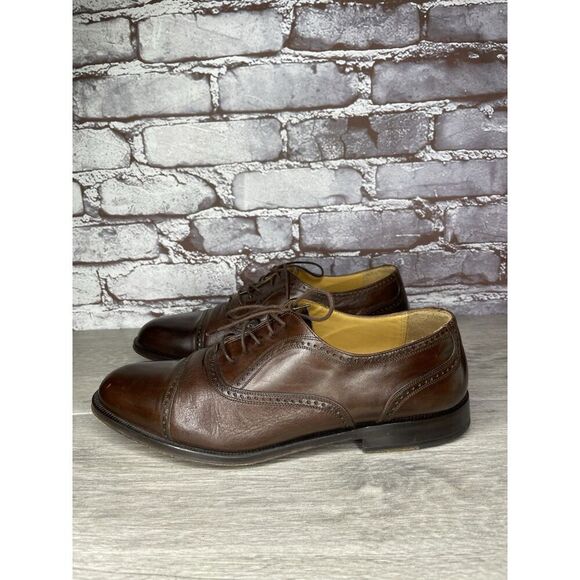 Mezlan Florence Brown Leather Cap Toe Oxford Lace Up Dress Shoes Men Sz 8.5W US